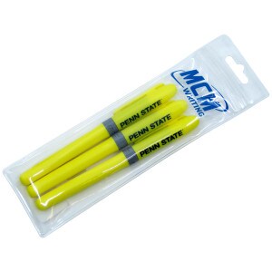 yellow highlighter 3 pack with Penn State on side of pens